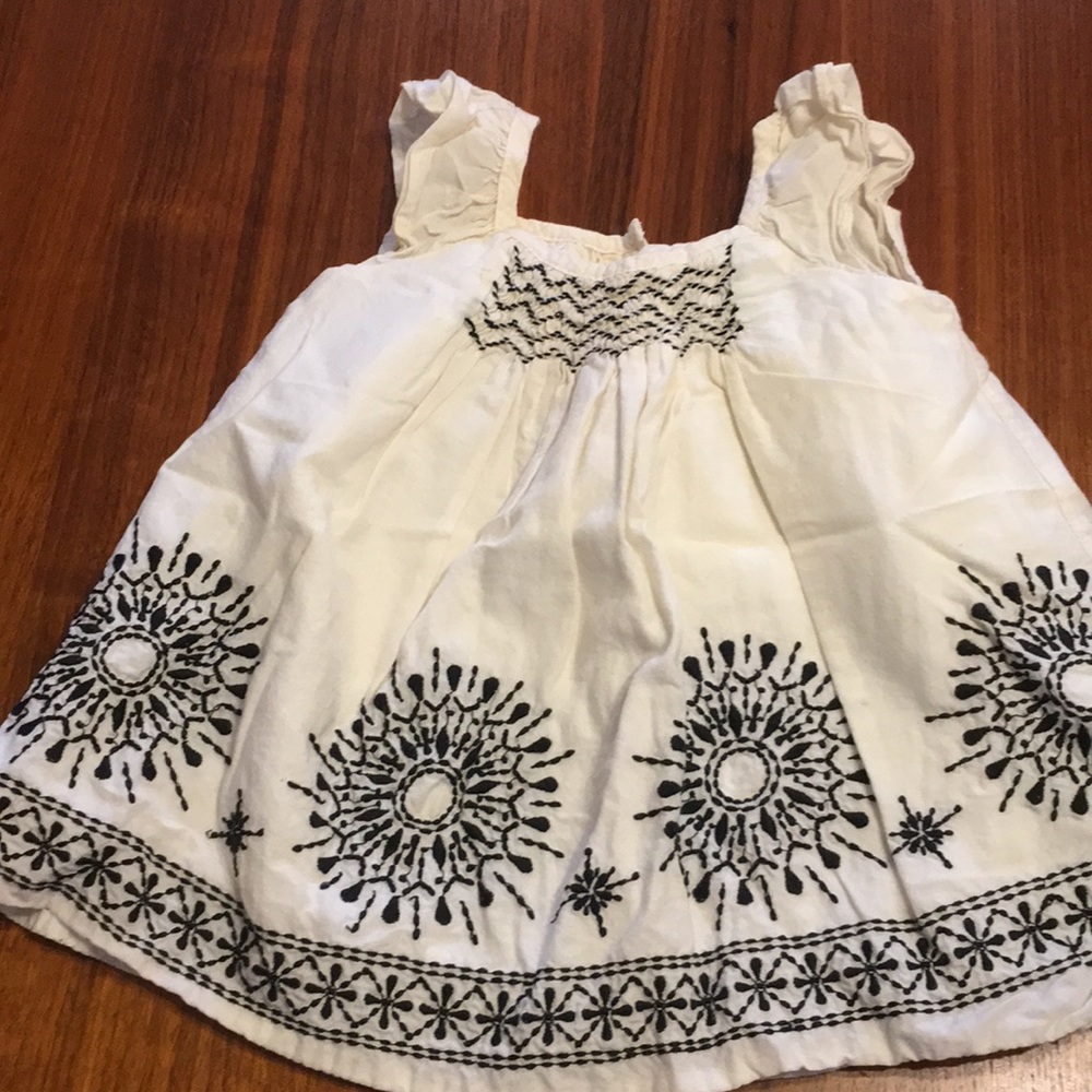White baby gap dress with black embroidery
